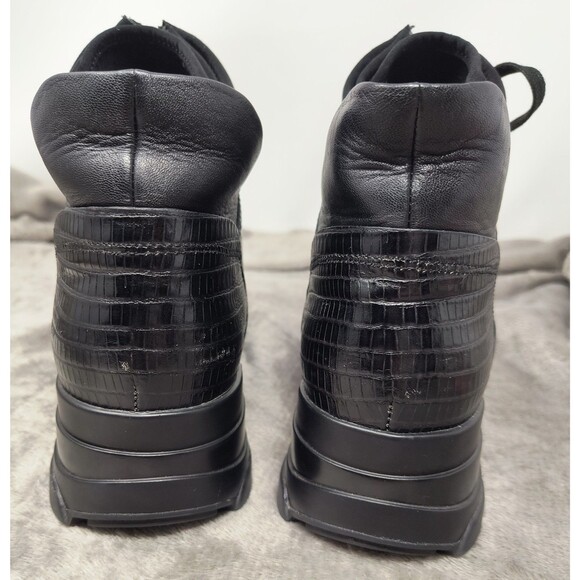 Ash Hi Top Sneaker Womens 37 Black Muse Lace Up Round Toe Crocodile Print Casual - Picture 4 of 14